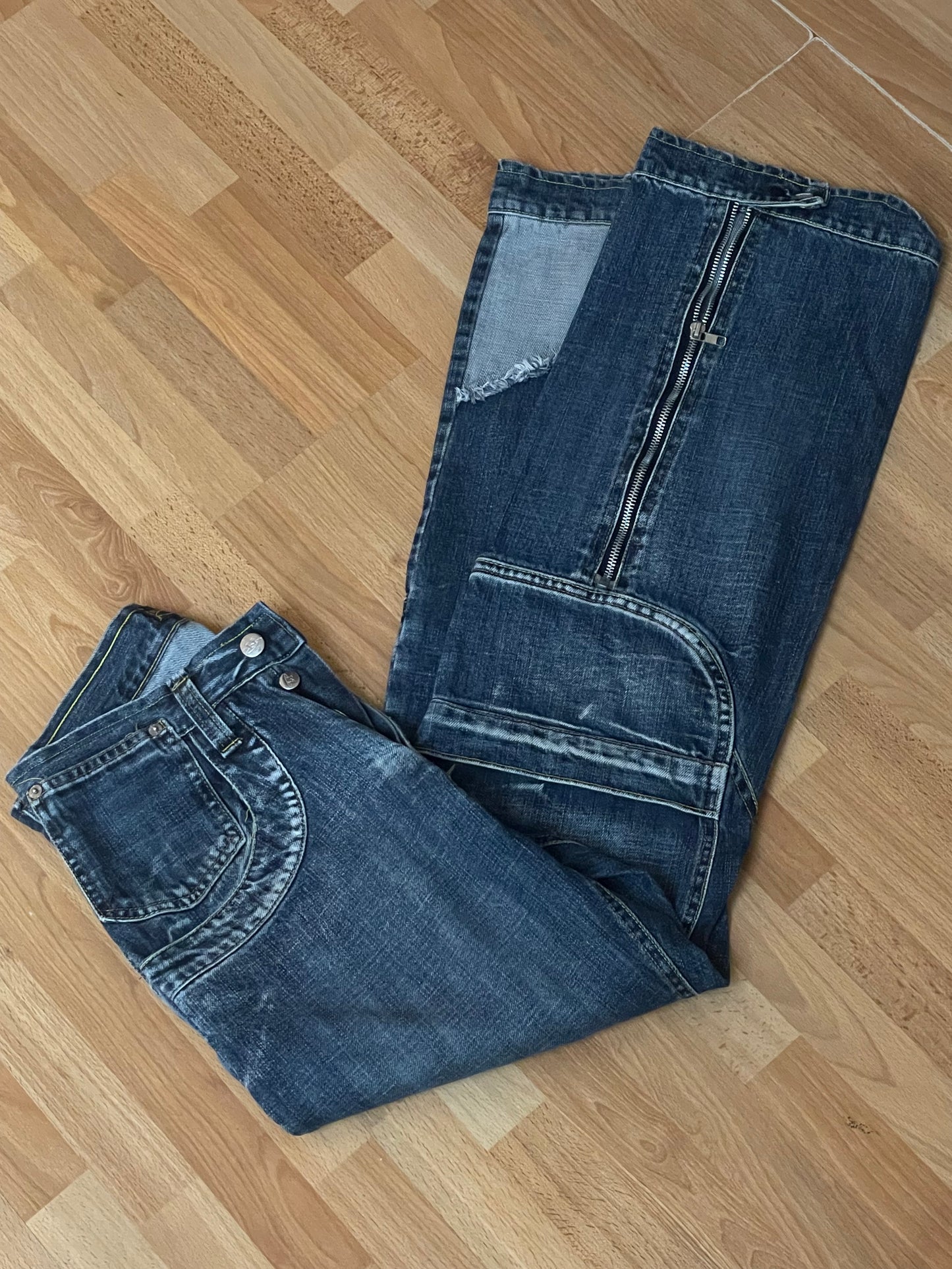 Baggy jeans con multi lampo tg 42